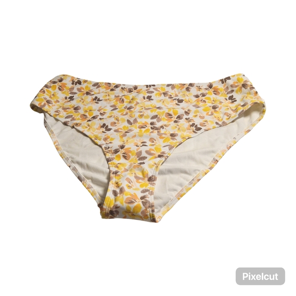 NWOT Size XL Cupshe Yellow and Brown Floral High Waisted Bikini Bottoms - Picture 5 of 8